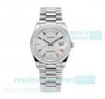 RA Factory Copy Rolex Day-Date 36mm Watch Pave Diamond Dial Rainbow Markers